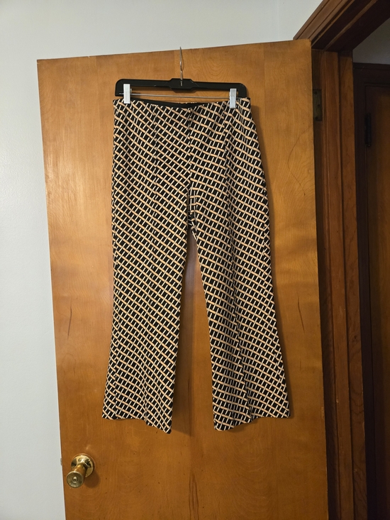 Anthropologie Pants - Maeve Anthropologie Margot Kick Flare Cropped Pants Black Gold & White Size M